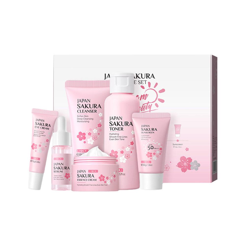 Korean Skincare Routine - 6pcs Sakura Skin Care Set Hydrating